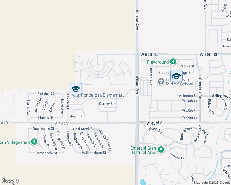 map of restaurants, bars, coffee shops, grocery stores, and more near 3034 Donatello Street in Loveland