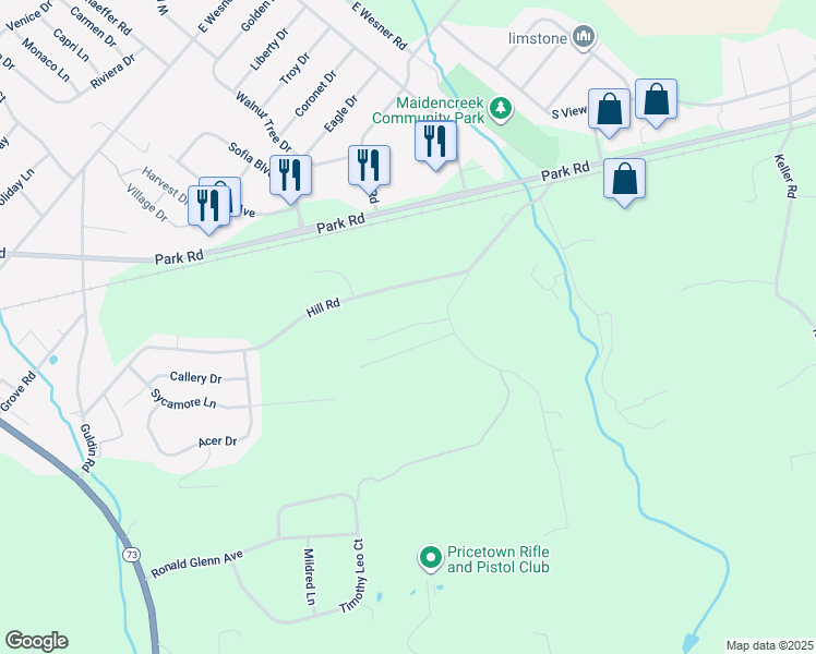 map of restaurants, bars, coffee shops, grocery stores, and more near 114 Allison Place in Blandon