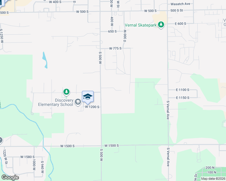 map of restaurants, bars, coffee shops, grocery stores, and more near 393 West 1070 South in Vernal