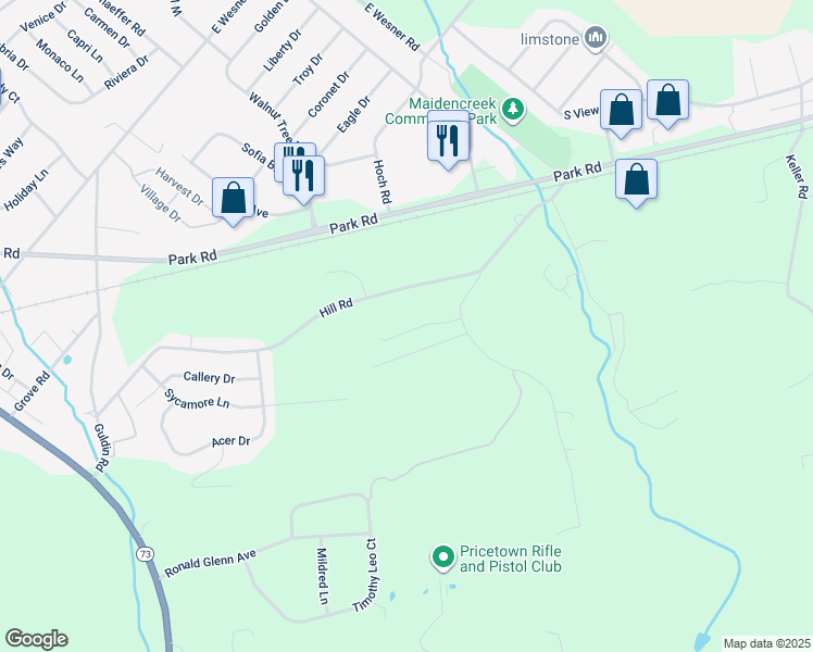 map of restaurants, bars, coffee shops, grocery stores, and more near 114 Allison Place in Blandon