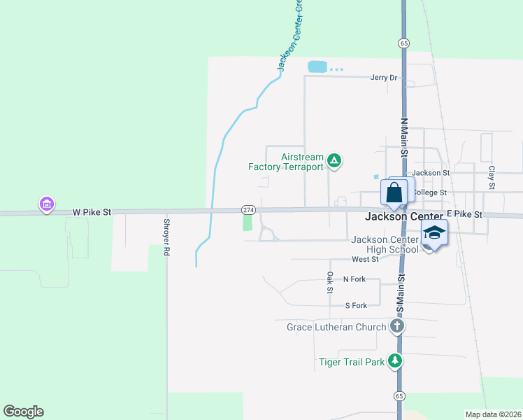 map of restaurants, bars, coffee shops, grocery stores, and more near 108 Island Avenue in Jackson Center