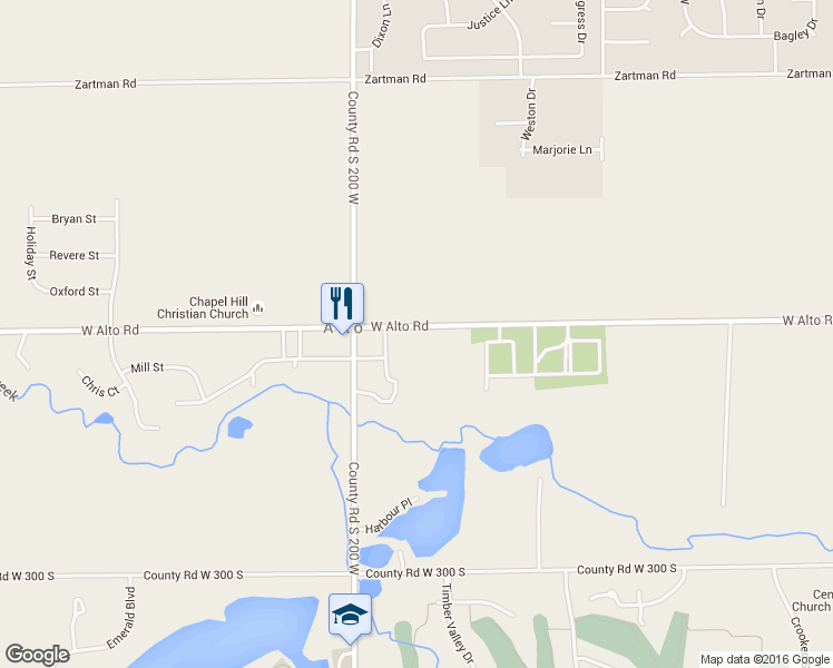 map of restaurants, bars, coffee shops, grocery stores, and more near 2115 West Alto Road in Kokomo