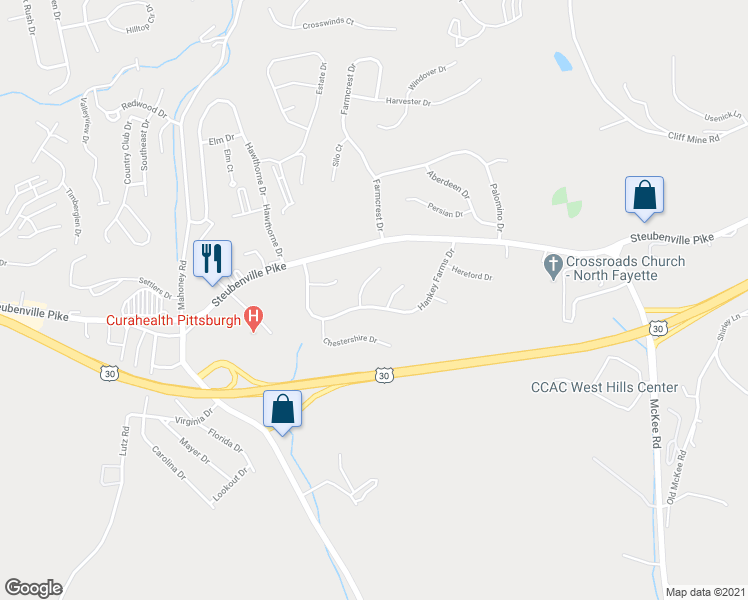 map of restaurants, bars, coffee shops, grocery stores, and more near 410 Hankey Farms Dr in Oakdale
