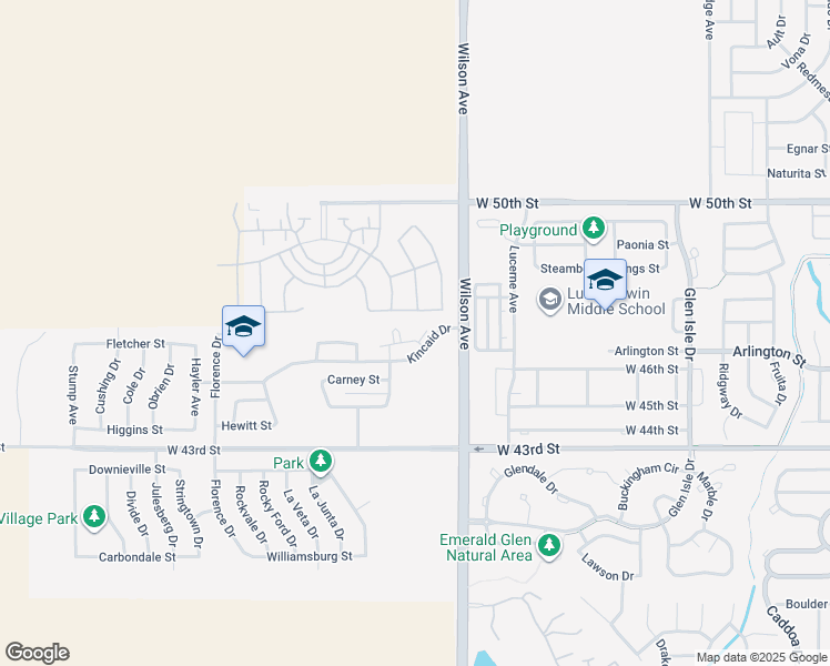 map of restaurants, bars, coffee shops, grocery stores, and more near 2940 Kincaid Drive in Loveland