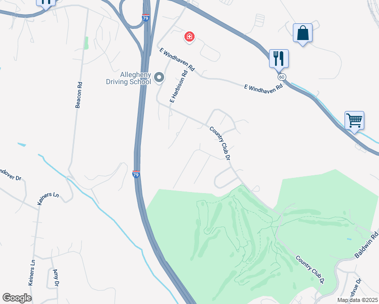 map of restaurants, bars, coffee shops, grocery stores, and more near 212 Foxburg Drive in Pittsburgh