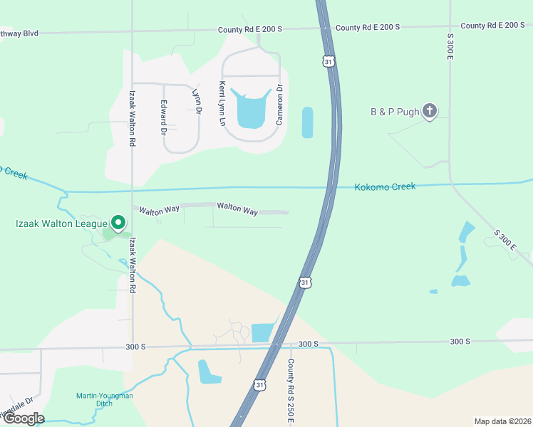 map of restaurants, bars, coffee shops, grocery stores, and more near 3558 Walton Way in Kokomo
