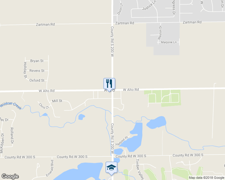 map of restaurants, bars, coffee shops, grocery stores, and more near South Dixon Road in Kokomo