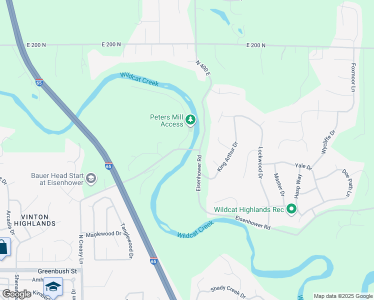 map of restaurants, bars, coffee shops, grocery stores, and more near 3999 Eisenhower Road in Lafayette