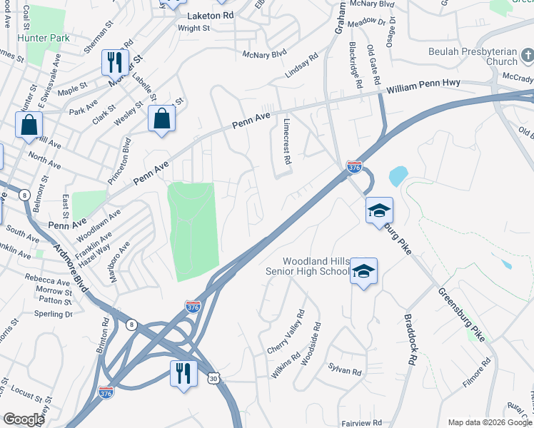 map of restaurants, bars, coffee shops, grocery stores, and more near 44 Barton Drive in Pittsburgh