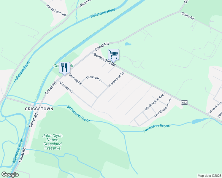 map of restaurants, bars, coffee shops, grocery stores, and more near 7 Honeyman St in Princeton