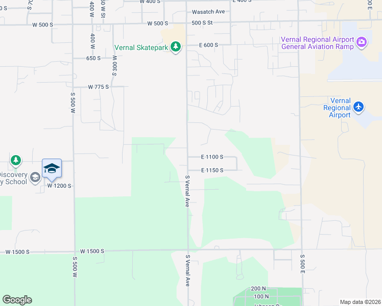 map of restaurants, bars, coffee shops, grocery stores, and more near 1070 South Vernal Avenue in Vernal