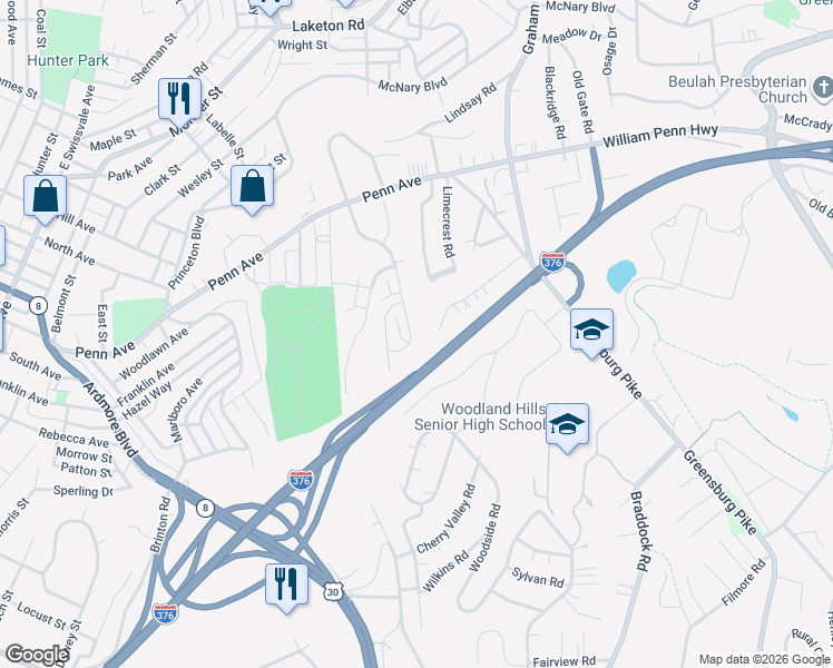 map of restaurants, bars, coffee shops, grocery stores, and more near 44 Barton Drive in Pittsburgh