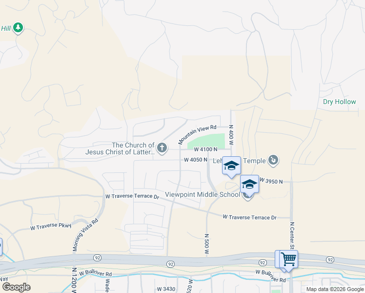 map of restaurants, bars, coffee shops, grocery stores, and more near 698 West 4100 North in Lehi