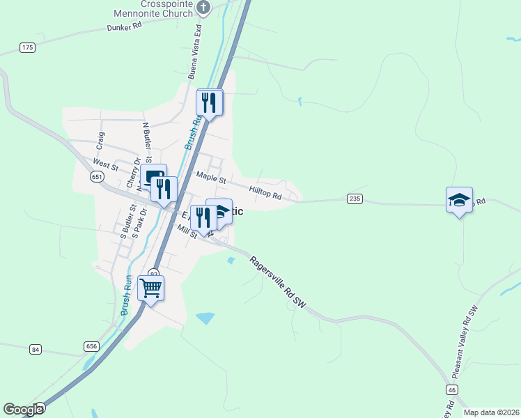 map of restaurants, bars, coffee shops, grocery stores, and more near 103 Baltic Haus Drive in Baltic