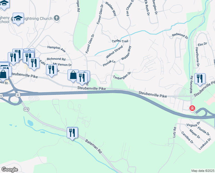 map of restaurants, bars, coffee shops, grocery stores, and more near 27502 Evergreen Run in Imperial