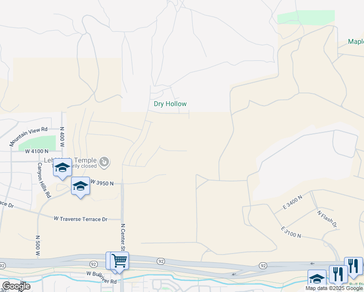 map of restaurants, bars, coffee shops, grocery stores, and more near 4263 North 325 East in Lehi