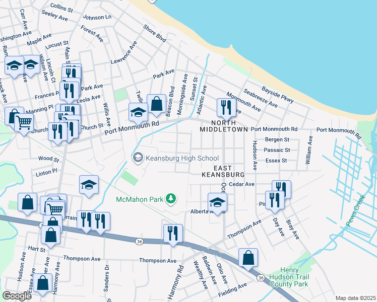 map of restaurants, bars, coffee shops, grocery stores, and more near 230 Atlantic Avenue in North Middletown