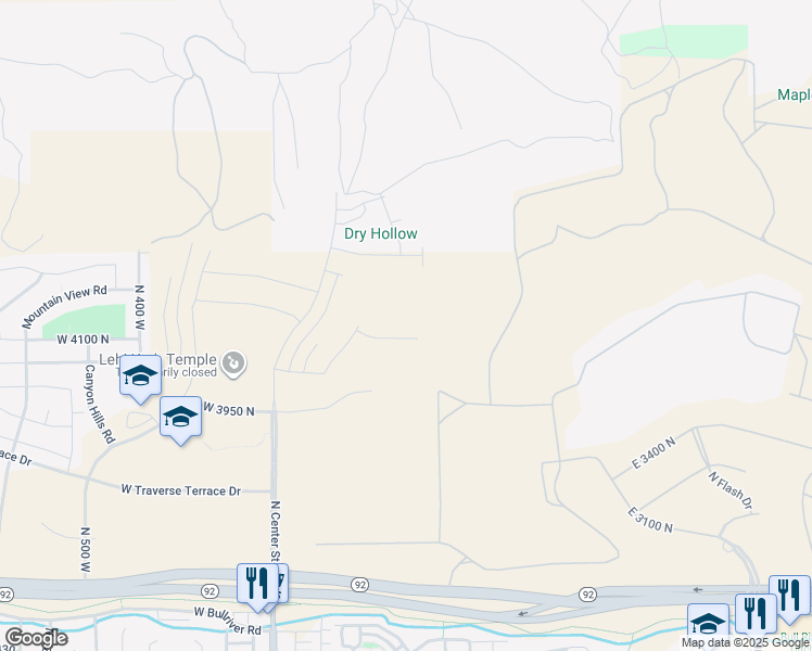 map of restaurants, bars, coffee shops, grocery stores, and more near 4267 North 325 East in Lehi