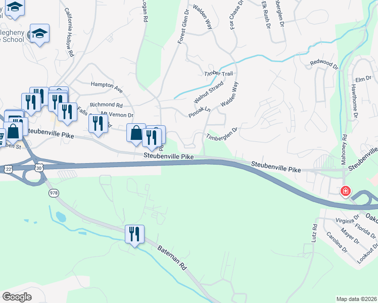 map of restaurants, bars, coffee shops, grocery stores, and more near 27502 Evergreen Run in Imperial
