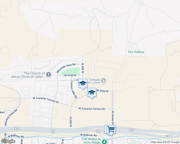 map of restaurants, bars, coffee shops, grocery stores, and more near 4272 Braiken Ridge Drive in Lehi