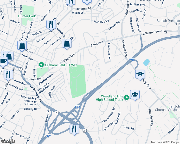 map of restaurants, bars, coffee shops, grocery stores, and more near 7448 Lighthouse Point in Pittsburgh