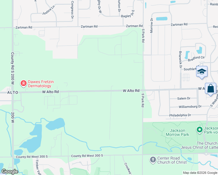 map of restaurants, bars, coffee shops, grocery stores, and more near 1239-1565 County Road W 250 South in Kokomo