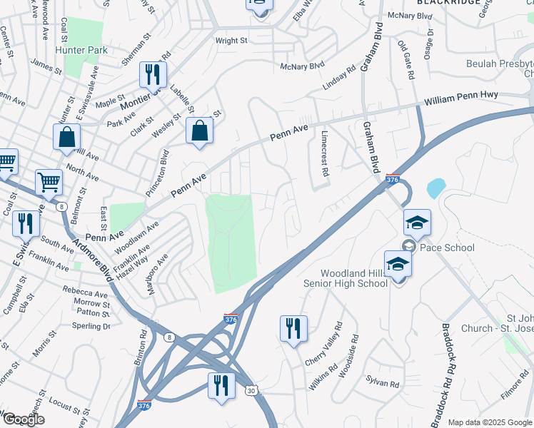 map of restaurants, bars, coffee shops, grocery stores, and more near 7448 Lighthouse Point in Pittsburgh