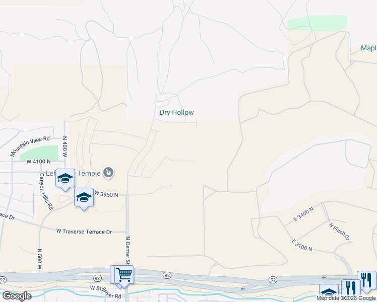 map of restaurants, bars, coffee shops, grocery stores, and more near 4283 North 325 East in Lehi
