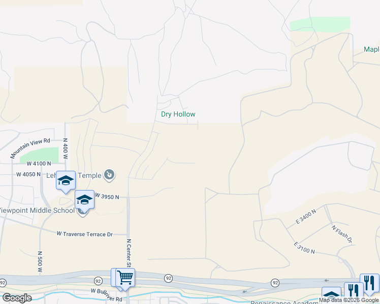 map of restaurants, bars, coffee shops, grocery stores, and more near 4287 North 325 East in Lehi