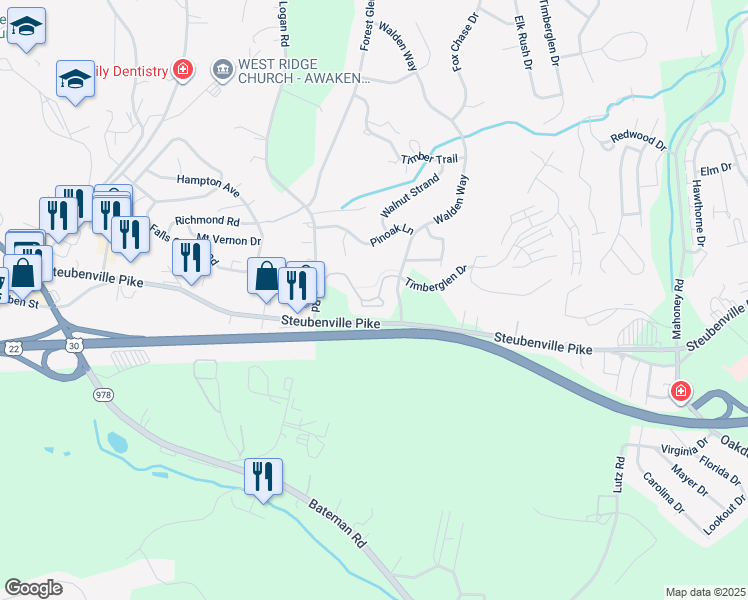 map of restaurants, bars, coffee shops, grocery stores, and more near 27301 Evergreen Run in Imperial