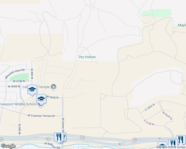 map of restaurants, bars, coffee shops, grocery stores, and more near 4299 North 325 East in Lehi