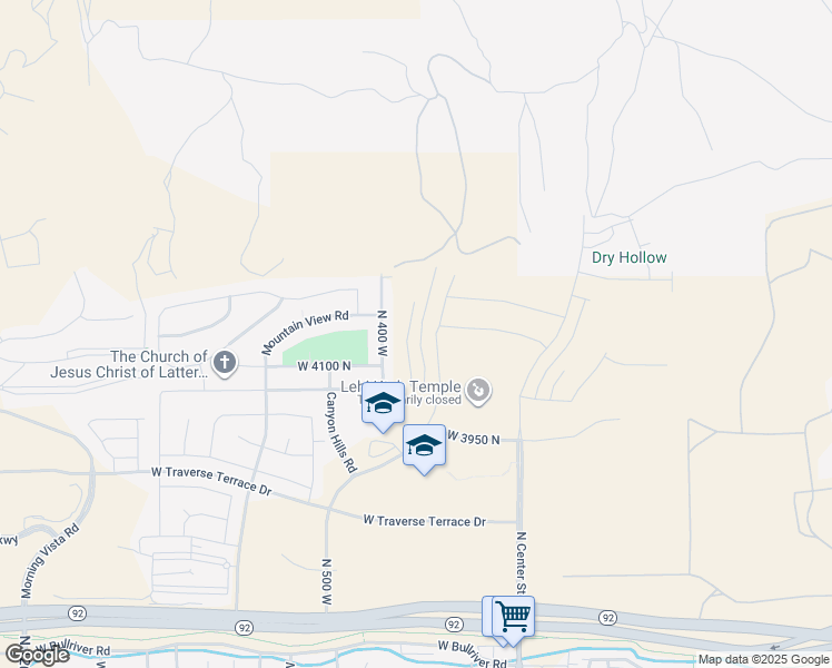 map of restaurants, bars, coffee shops, grocery stores, and more near 4308 Braiken Ridge Drive in Lehi