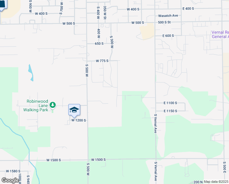 map of restaurants, bars, coffee shops, grocery stores, and more near 986 South 250 West in Vernal