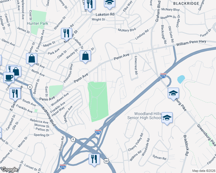 map of restaurants, bars, coffee shops, grocery stores, and more near 1548 Fairmont Street in Pittsburgh