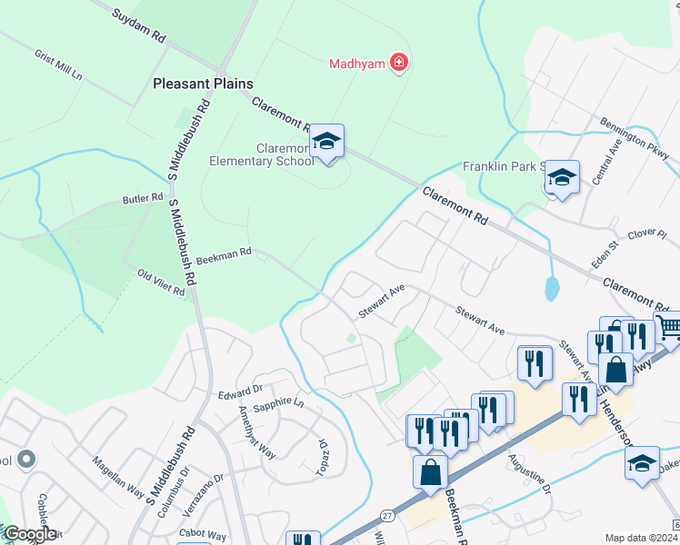 map of restaurants, bars, coffee shops, grocery stores, and more near 51 Chelsea Court in Franklin Township