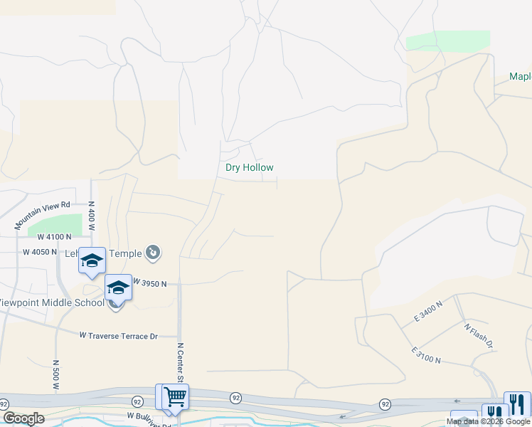 map of restaurants, bars, coffee shops, grocery stores, and more near 4331 North 325 East in Lehi
