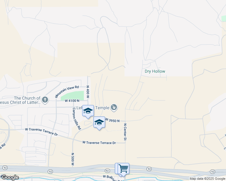 map of restaurants, bars, coffee shops, grocery stores, and more near 132 West Skara Brae Boulevard in Lehi