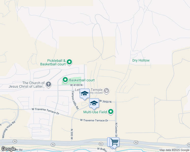 map of restaurants, bars, coffee shops, grocery stores, and more near 4323 North Maple Hollow Boulevard in Lehi