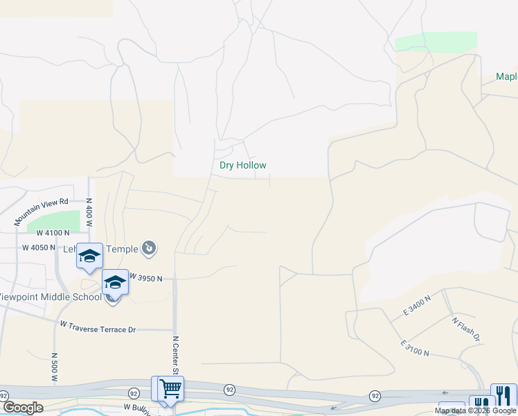 map of restaurants, bars, coffee shops, grocery stores, and more near 4339 North 325 East in Lehi