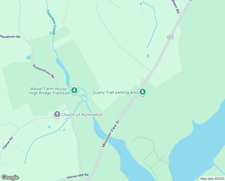 map of restaurants, bars, coffee shops, grocery stores, and more near 937 Camp Trail Road in Quakertown