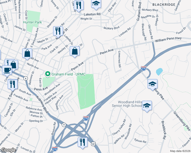 map of restaurants, bars, coffee shops, grocery stores, and more near 1548 Fairmont Street in Pittsburgh