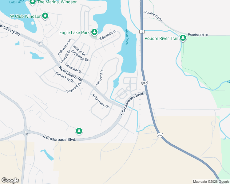 map of restaurants, bars, coffee shops, grocery stores, and more near 2091 Vineyard Drive in Windsor