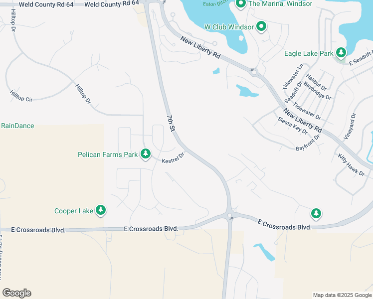 map of restaurants, bars, coffee shops, grocery stores, and more near 30518 7th Street in Windsor