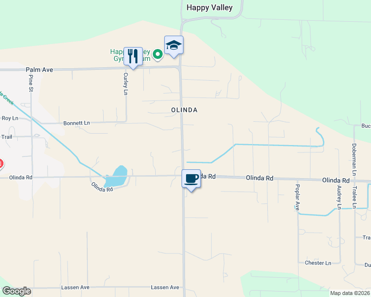 map of restaurants, bars, coffee shops, grocery stores, and more near 5315 Happy Valley Road in Anderson