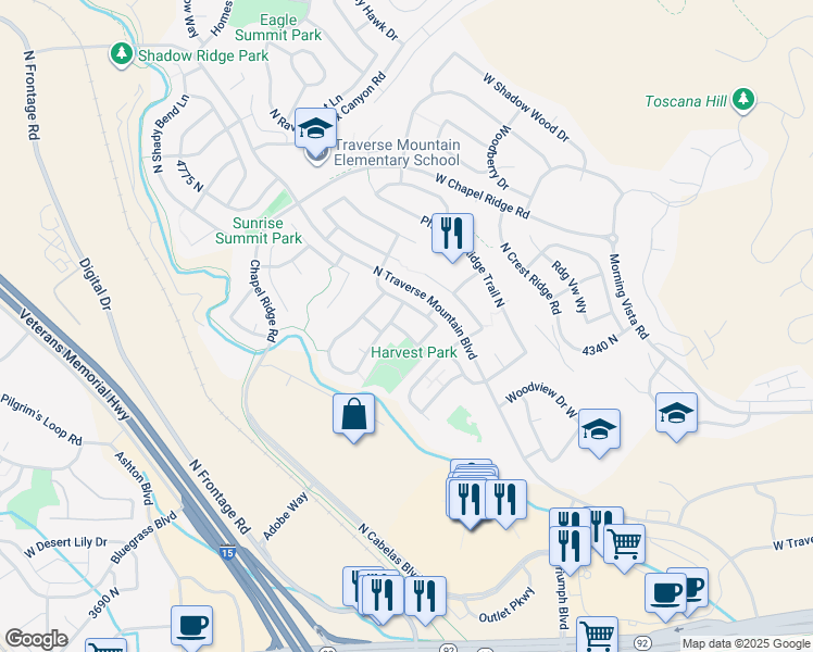 map of restaurants, bars, coffee shops, grocery stores, and more near 2334 Peppercorn Road West in Lehi