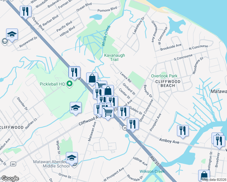 map of restaurants, bars, coffee shops, grocery stores, and more near 113 Keyport Ave in Keyport