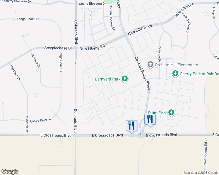 map of restaurants, bars, coffee shops, grocery stores, and more near 1770 Bounty Drive in Windsor