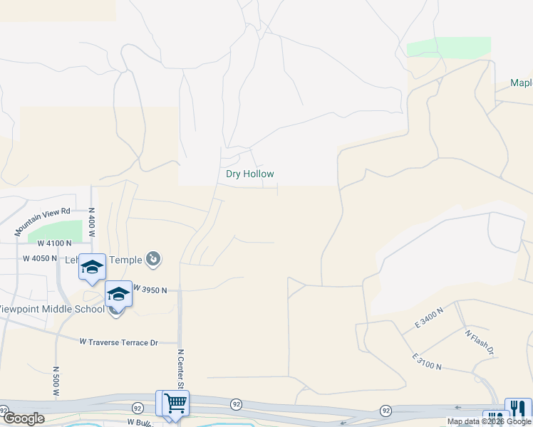 map of restaurants, bars, coffee shops, grocery stores, and more near 4351 North 325 East in Lehi