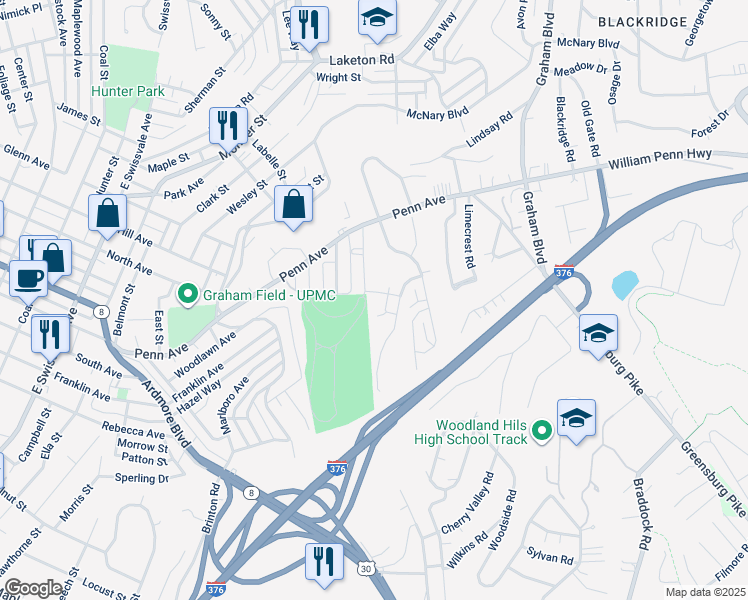 map of restaurants, bars, coffee shops, grocery stores, and more near 1548 Fairmont Street in Pittsburgh