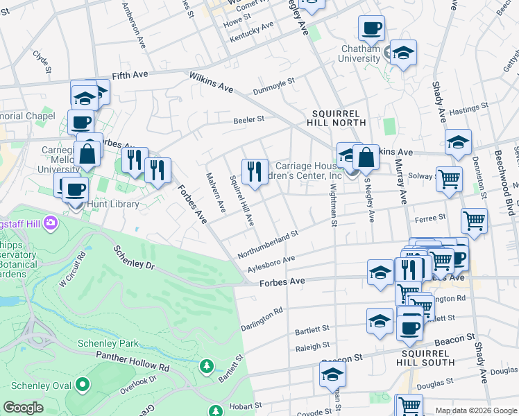 map of restaurants, bars, coffee shops, grocery stores, and more near 1401 Bennington Avenue in Pittsburgh